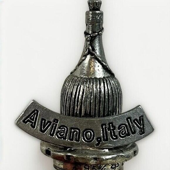 VTG Set of Two Pewter Italian Souvenir Cork Wine Bottle Stoppers Palazzo Aviano - Picture 7 of 11